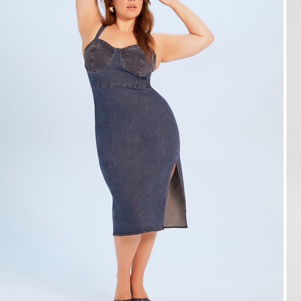 Forever 21 Dark Denim MIDI Dress! NWT Sz 3X